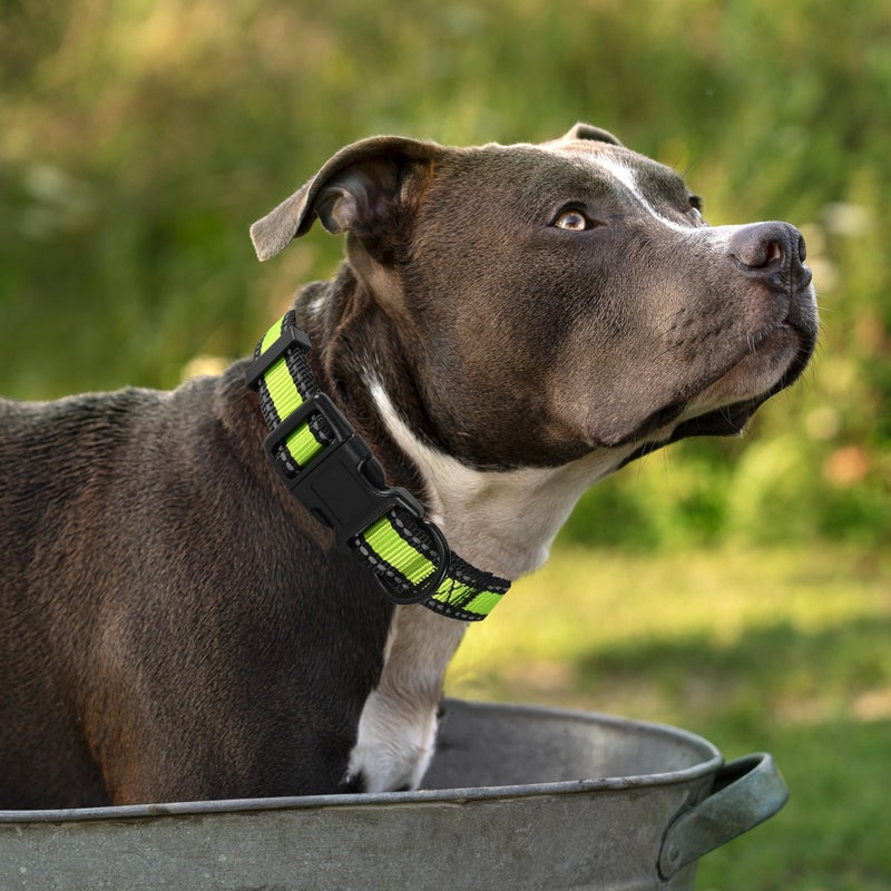 Mile High Life Dog Collar | Nylon Reflective Dog Collars | Light Weight Puppy Collars | Lime Green Dog Collars for Small Dogs (Lime Green, X-Small) - Image 2